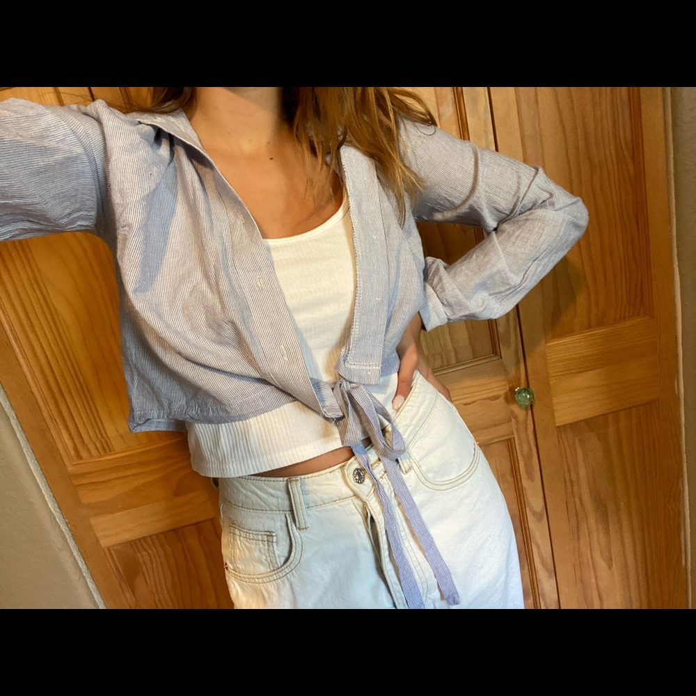 Brandy Melville button up striped long sleeve